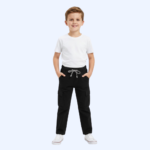 Kids Black 6-Pocket Cargo Trousers