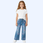Blush Bow Charm Girls Denim Pants
