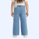 Girls Floral Denim Pants with Front Button Detail - Image 4