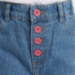 Girls Floral Denim Pants with Front Button Detail - Image 3